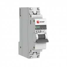 Автоматический выключатель 1P  2,5А (C) 4,5kA ВА 47-63 EKF PROxima