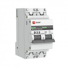 Автоматический выключатель 2P  2,5А (D) 4,5kA ВА 47-63 EKF PROxima